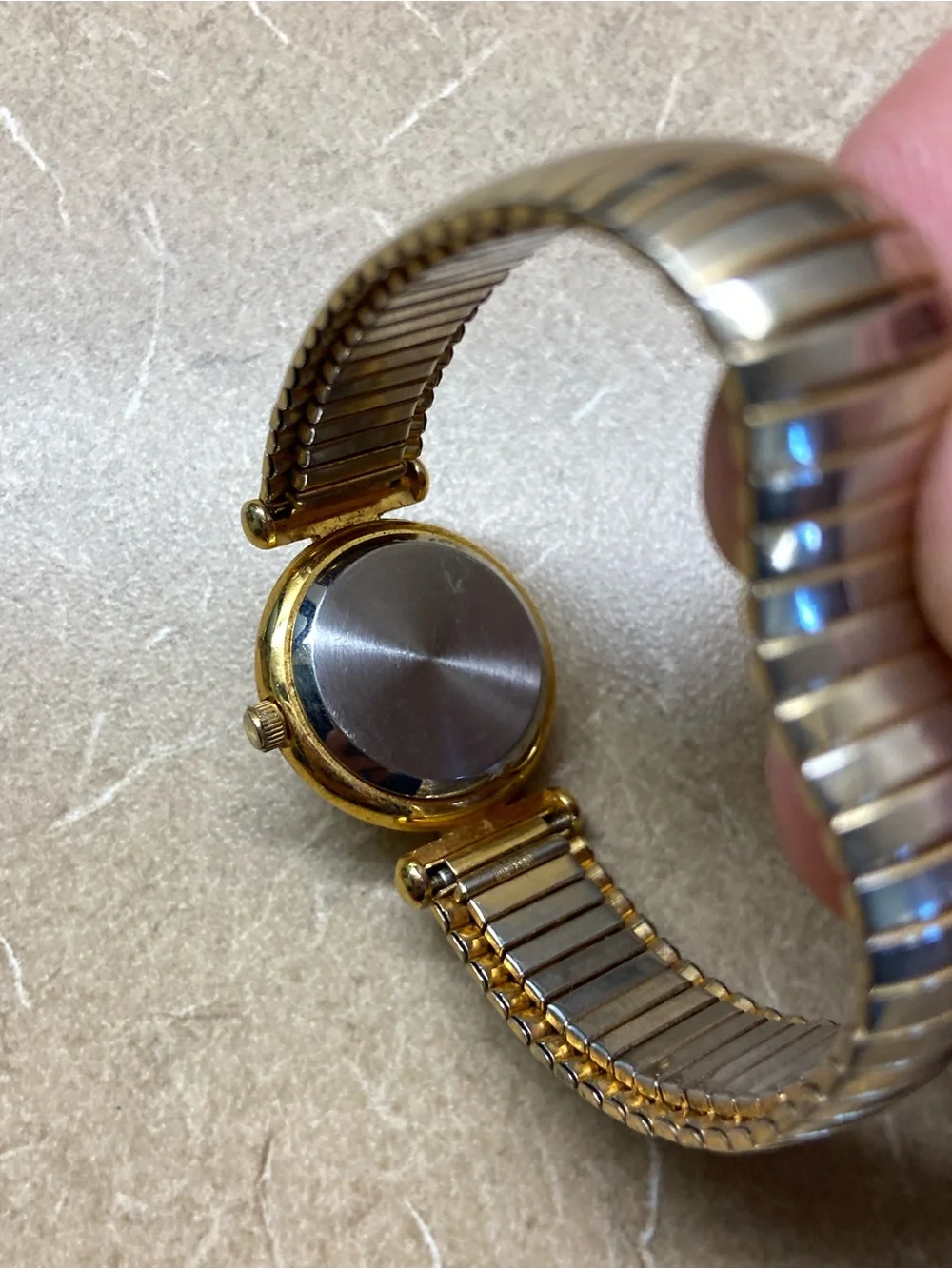 Shiffon Two-Tone Gold and Silver Women's Stretch Bracelet Watch
